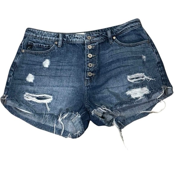 KanCan Womens Lyric Ultra High Rise Denim Jean Shorts 15 31 fly button - Picture 1 of 8